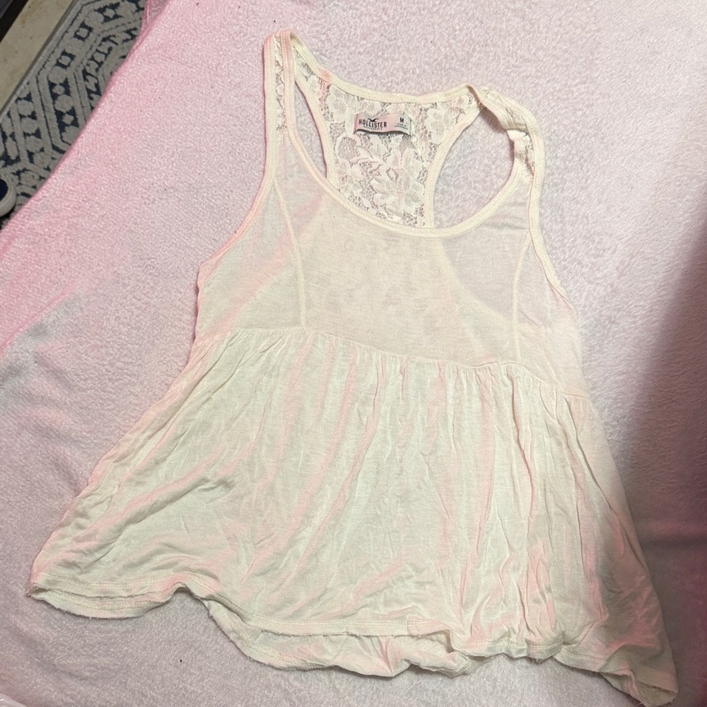 Hollister Cream Lace Tank Top